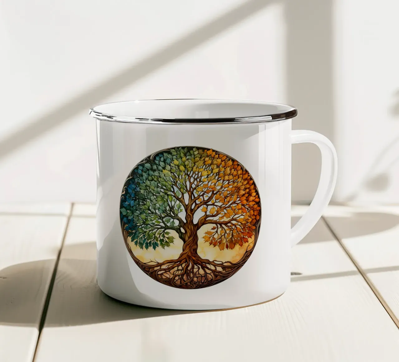 Albero della vita colorato tazza in smalto da Spiritual Touch