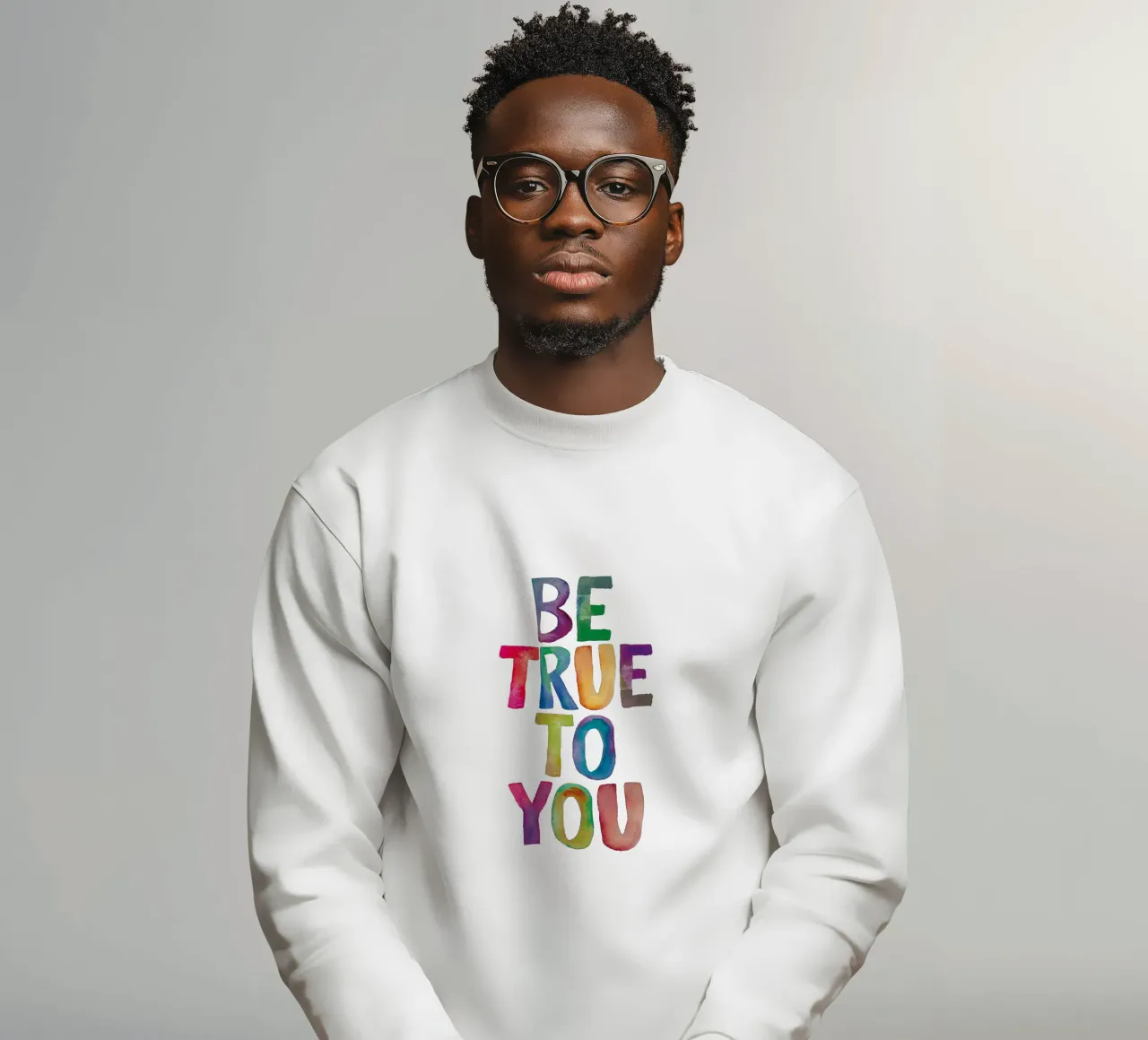 Be True to You - Design tipografico arcobaleno per bambini felpa da THE MOTIVATED TYPE