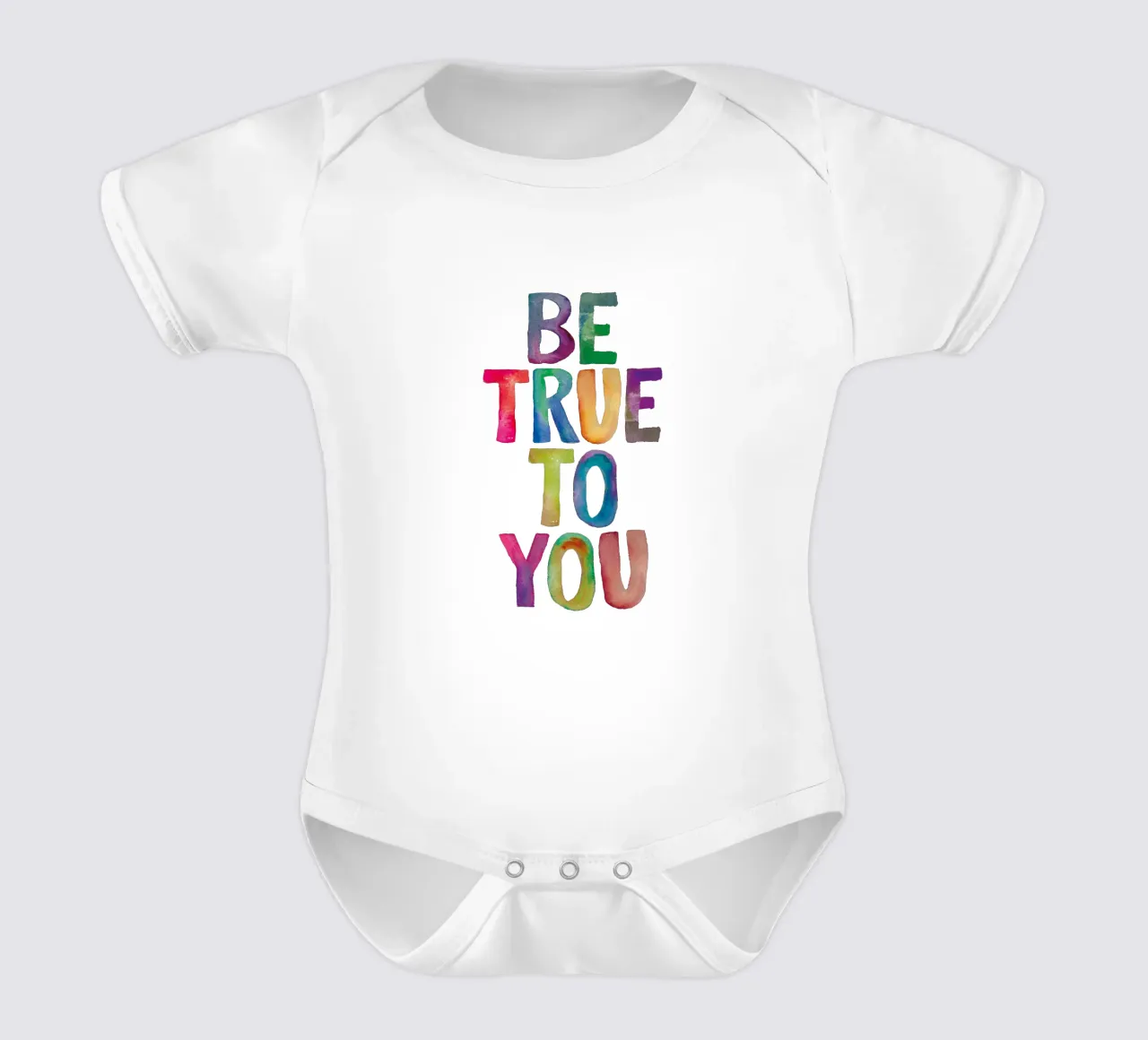 Be True to You - Design tipografico arcobaleno per bambini body neonato maniche corte da THE MOTIVATED TYPE
