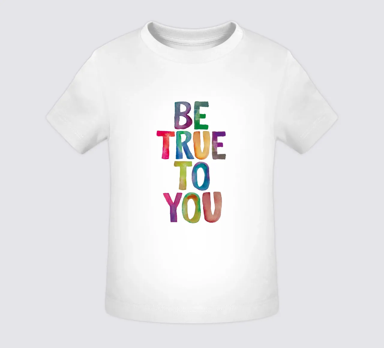 Be True to You - Design tipografico arcobaleno per bambini maglietta neonato da THE MOTIVATED TYPE