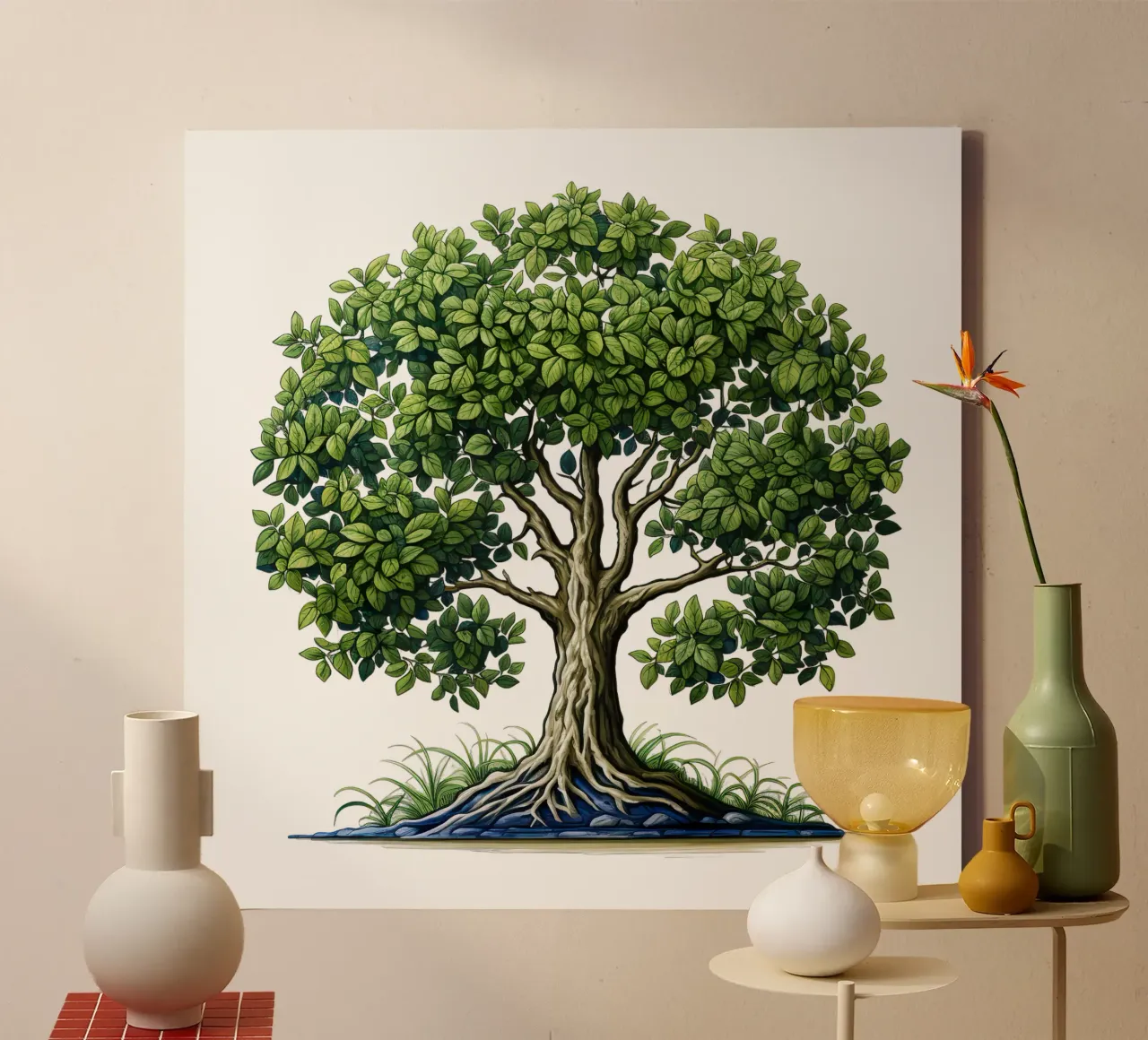 Albero della vita colorato tela con Cornice a cassetta da Spiritual Touch