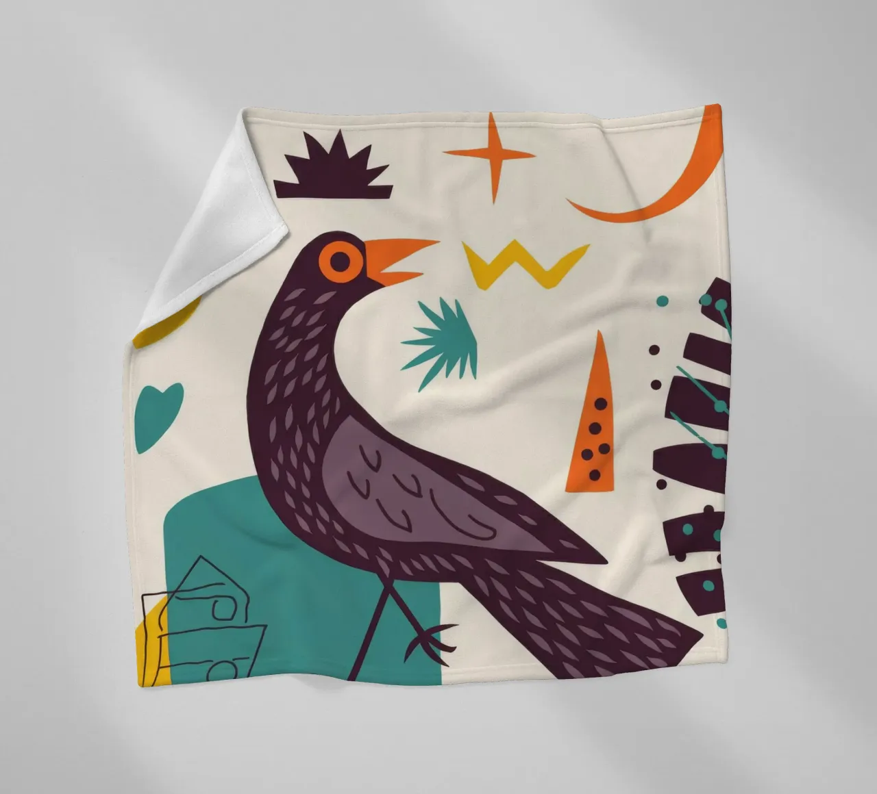 Vogel en maan fleecedeken van Demar Galleria