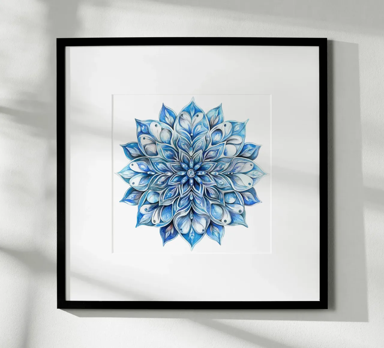Mandala smerigliato ad acquerello poster con telaio in legno da Spiritual Touch