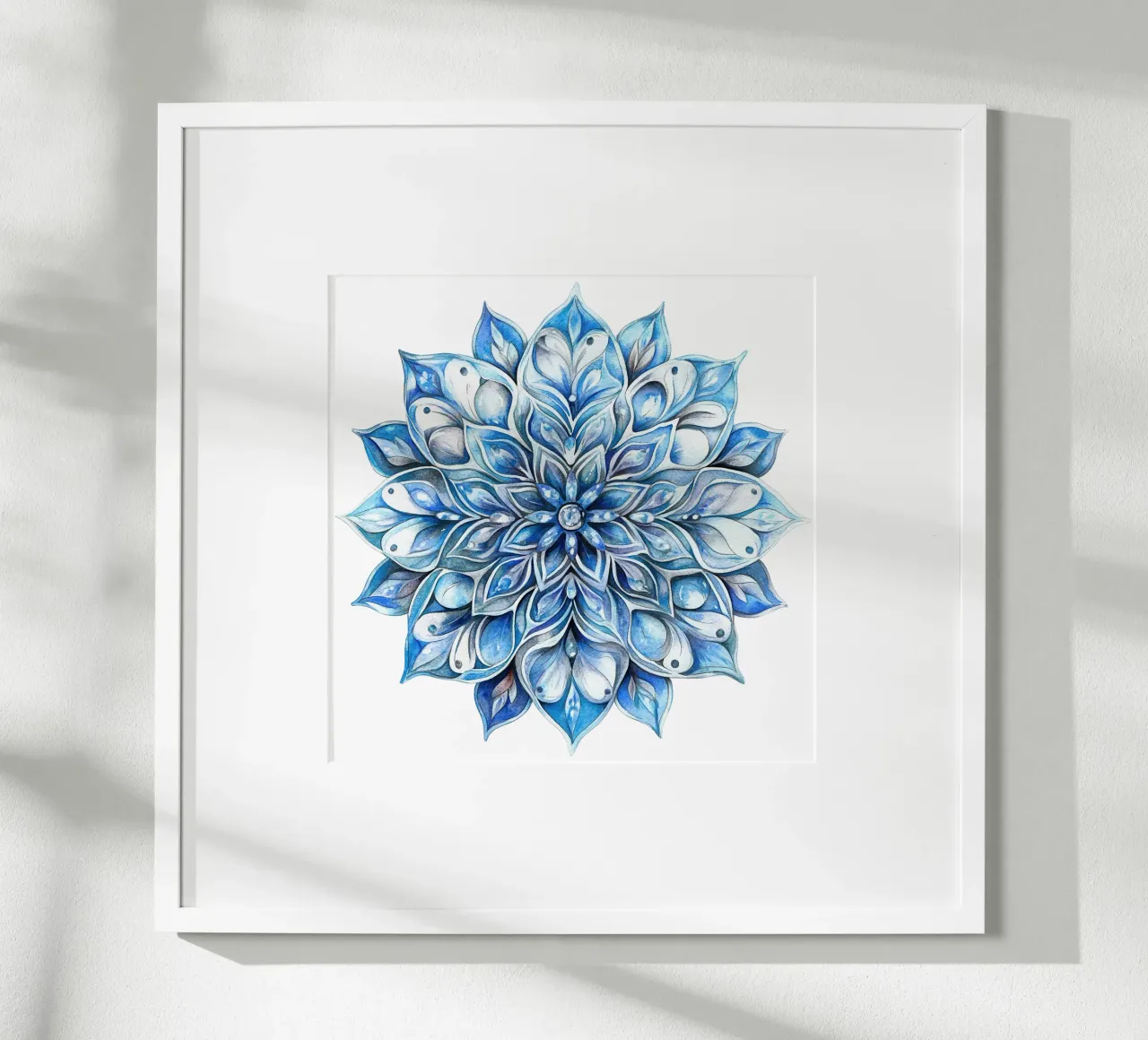 Mandala smerigliato ad acquerello poster con telaio in legno da Spiritual Touch