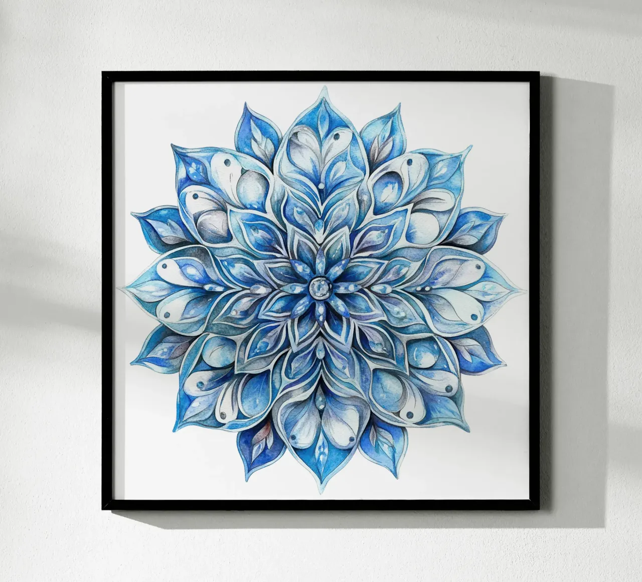 Mandala smerigliato ad acquerello poster con telaio in legno da Spiritual Touch