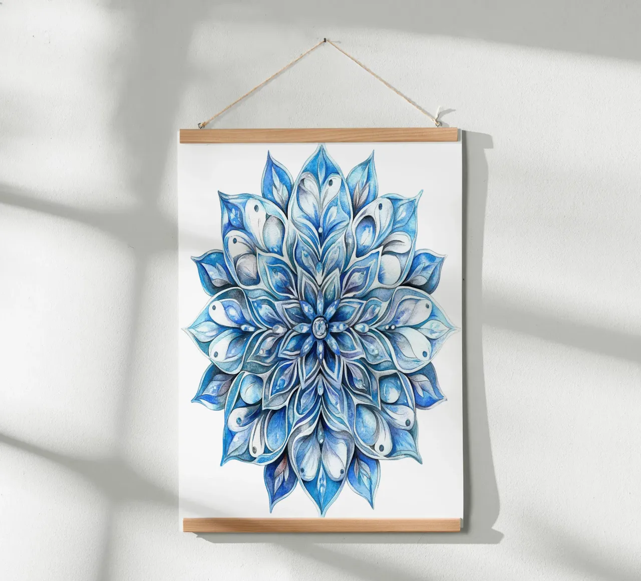 Mandala smerigliato ad acquerello poster con telaio in legno da Spiritual Touch