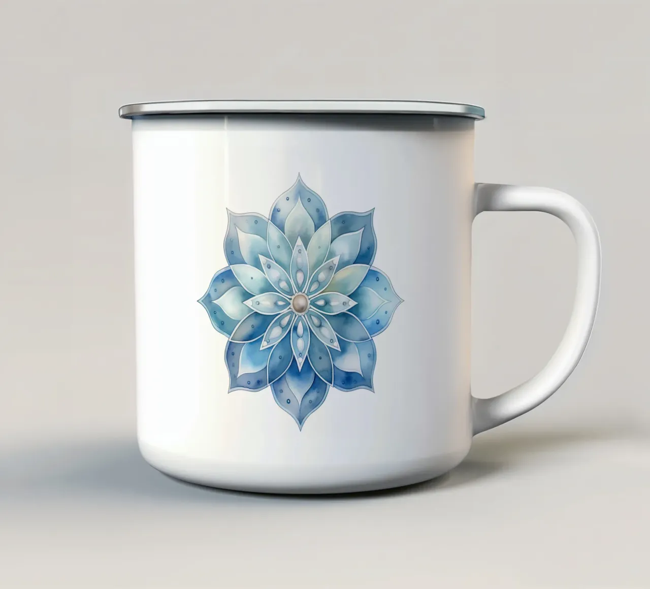 Mandala smerigliato ad acquerello tazza in smalto da Spiritual Touch