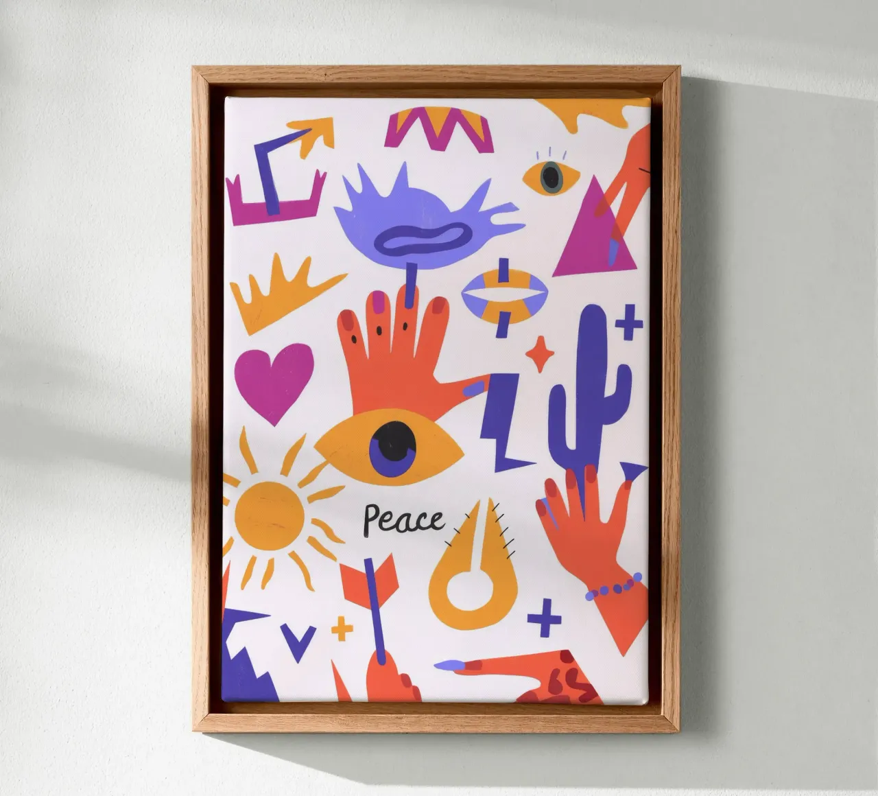 Vredessymbolen Handen canvas met Baklijst van Demar Galleria