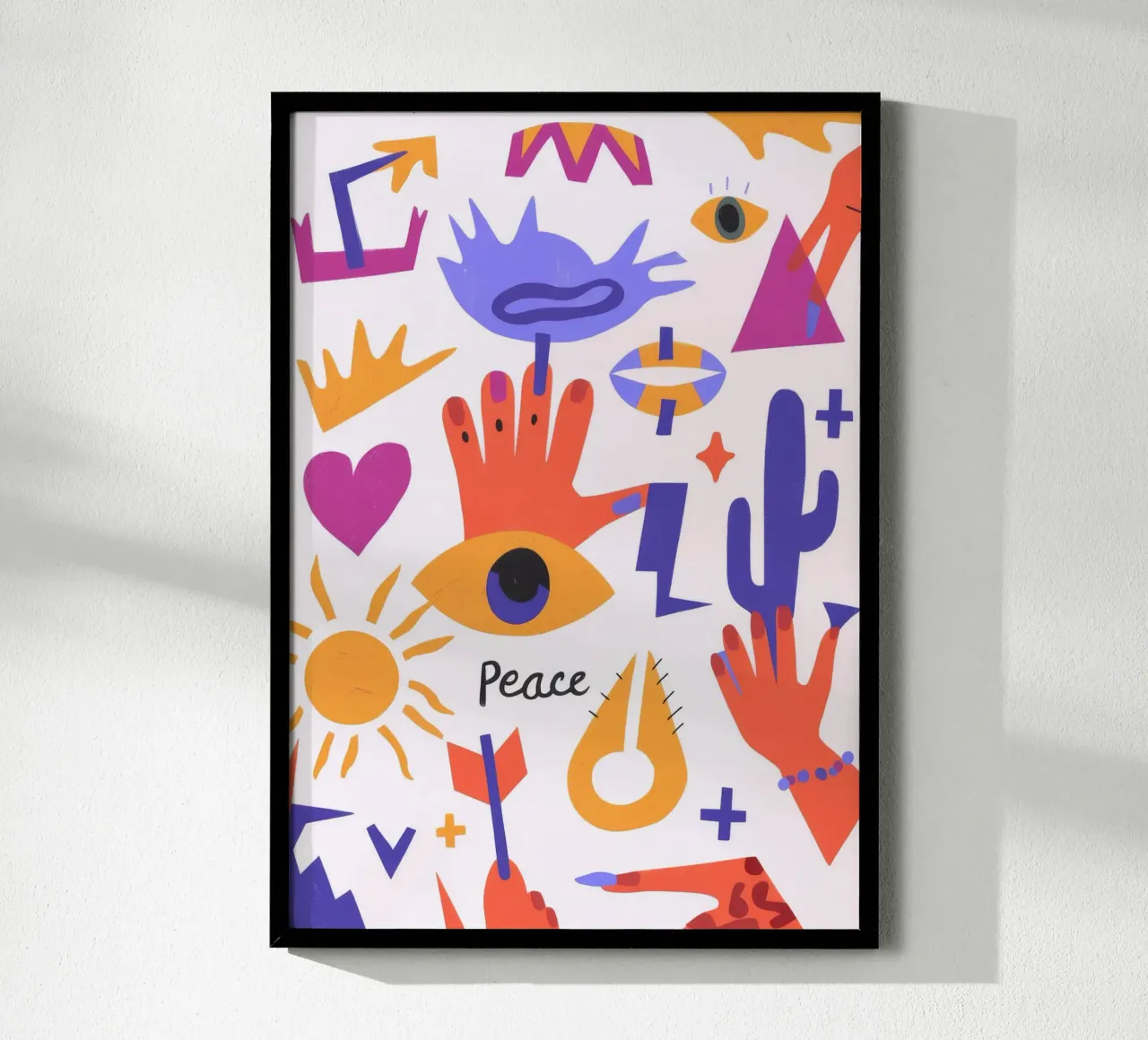 Simboli di pace Mani poster con telaio in alluminio da Demar Galleria