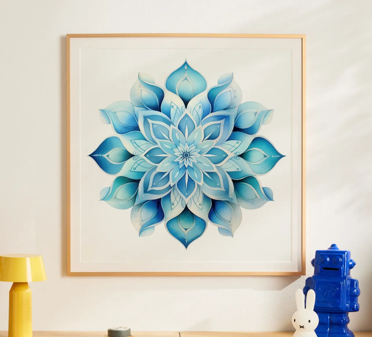 Mandala smerigliato ad acquerello poster con telaio in legno da Spiritual Touch