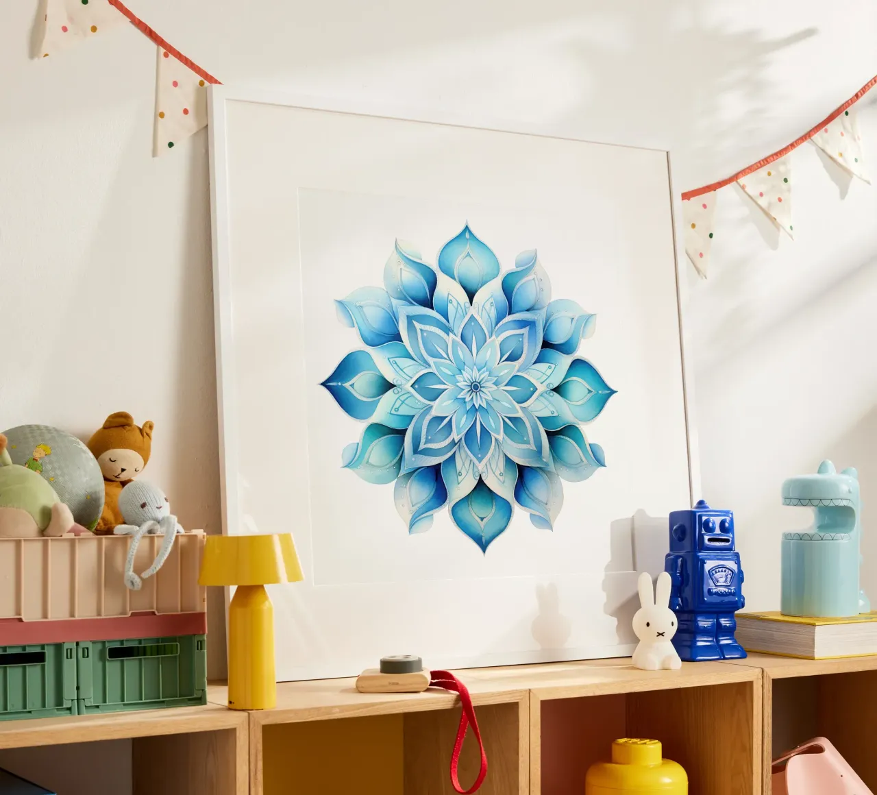 Mandala smerigliato ad acquerello poster con telaio in legno da Spiritual Touch