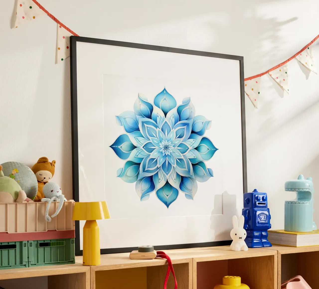 Mandala smerigliato ad acquerello poster con telaio in legno da Spiritual Touch