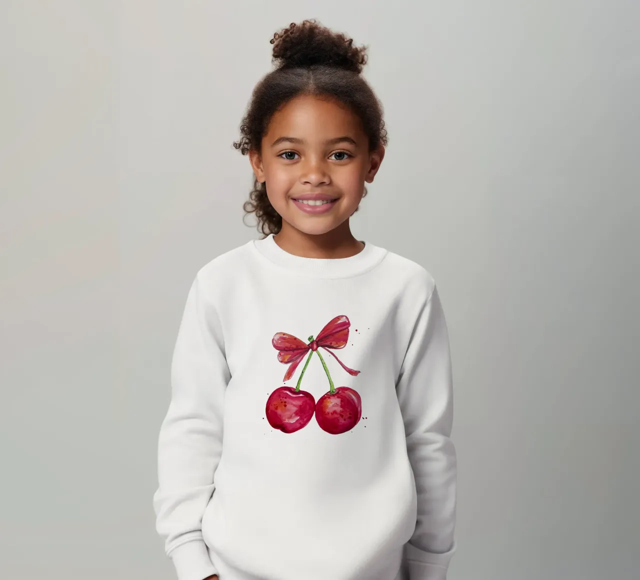 Cerezas con lazo acuarela sudadera para niño de Illustration Raissa Oltmanns