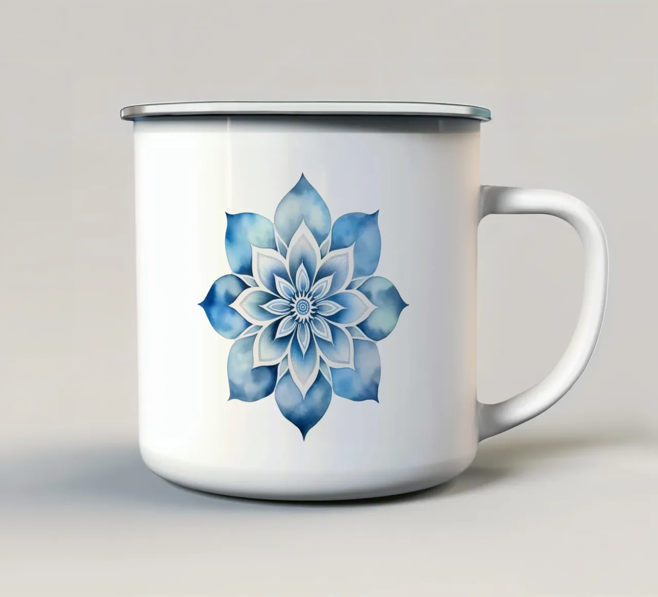 Mandala smerigliato ad acquerello tazza in smalto da Spiritual Touch