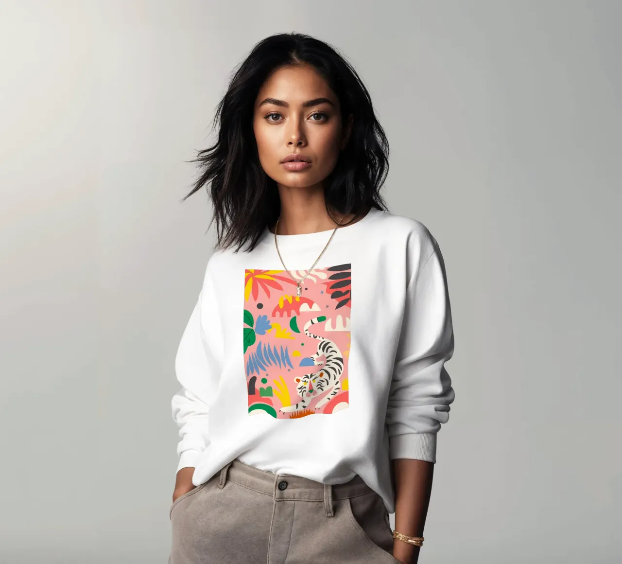 White Tiger Jungle sweatshirt by Demar Galleria