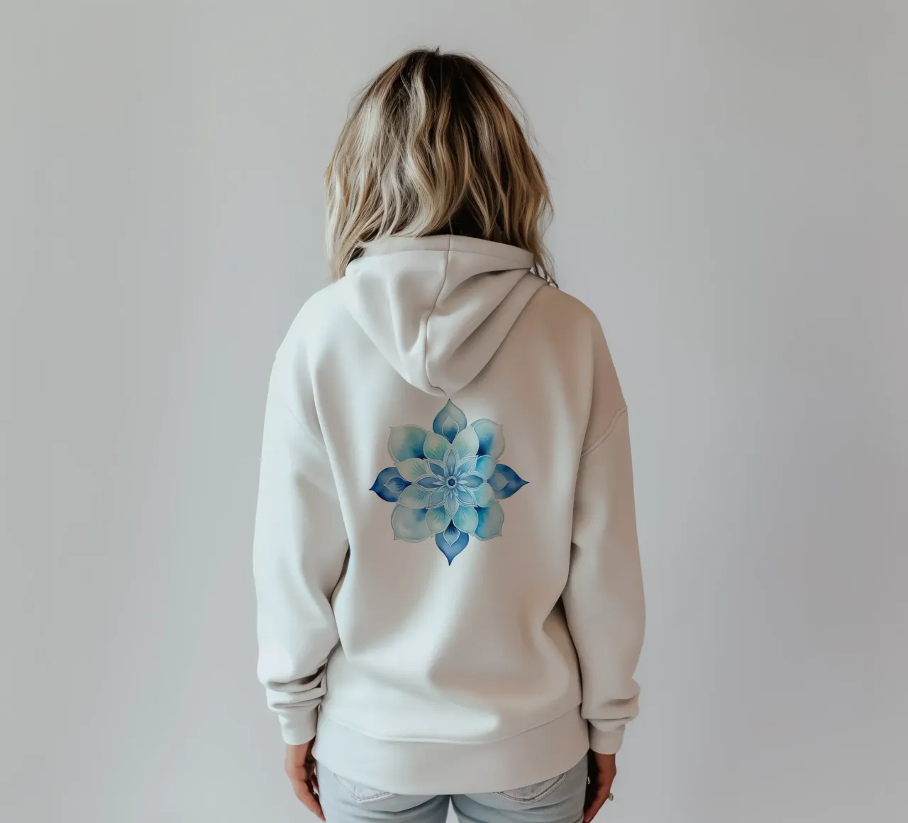 Mandala smerigliato ad acquerello felpa con cappuccio da Spiritual Touch