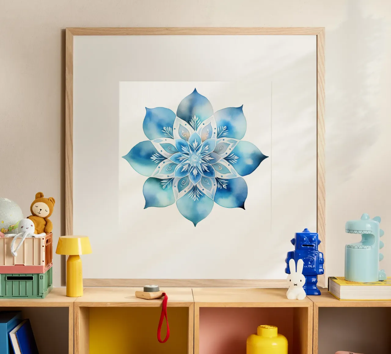 Mandala smerigliato ad acquerello poster con telaio in alluminio da Spiritual Touch