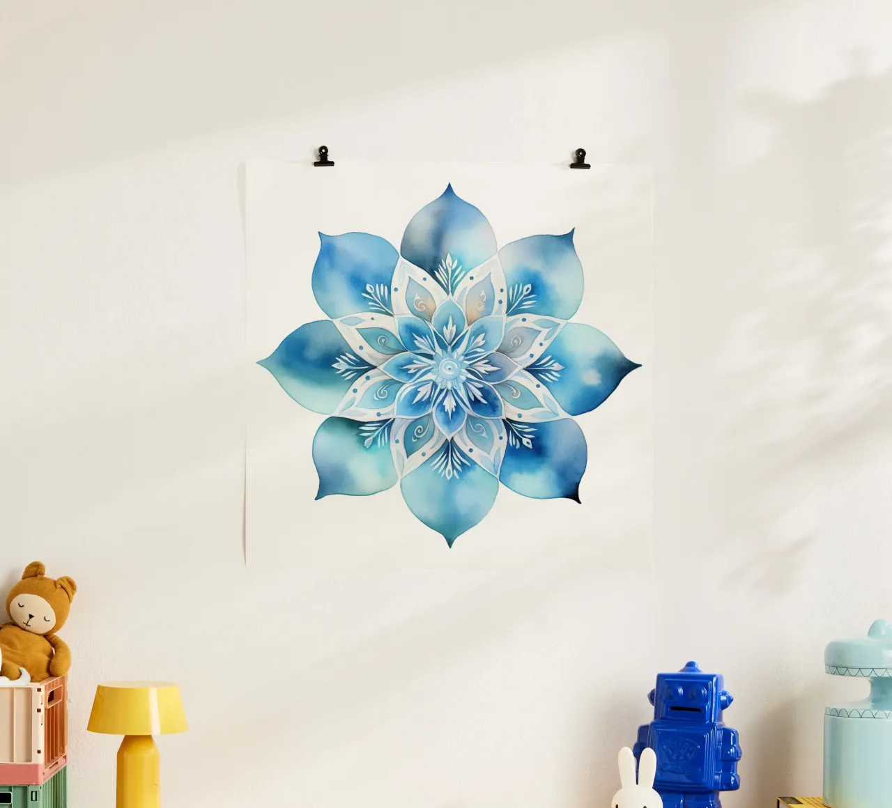 Mandala smerigliato ad acquerello poster con telaio in alluminio da Spiritual Touch