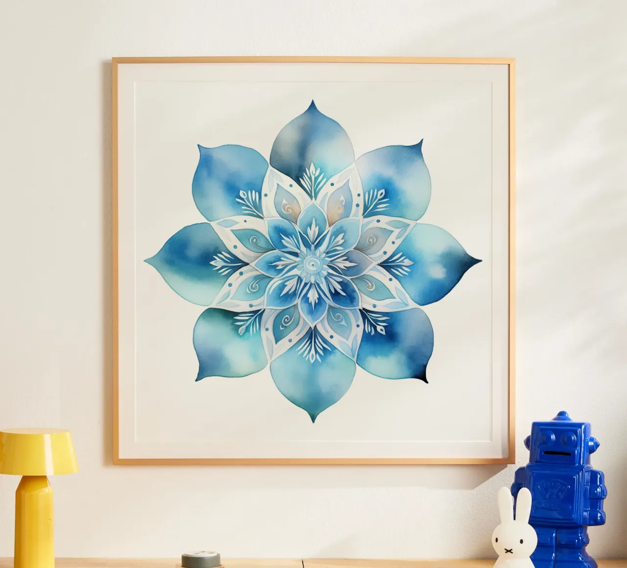 Mandala smerigliato ad acquerello poster con telaio in alluminio da Spiritual Touch