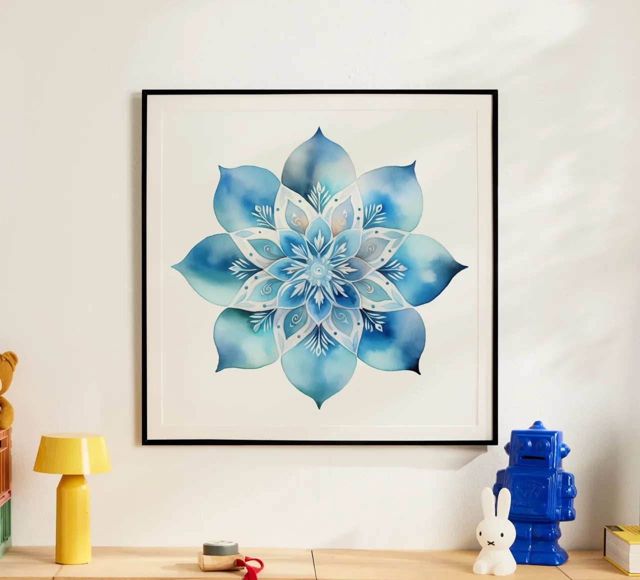 Mandala smerigliato ad acquerello poster con telaio in alluminio da Spiritual Touch