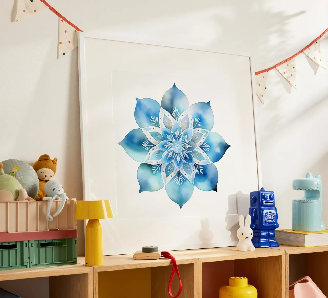 Mandala smerigliato ad acquerello poster con telaio in alluminio da Spiritual Touch