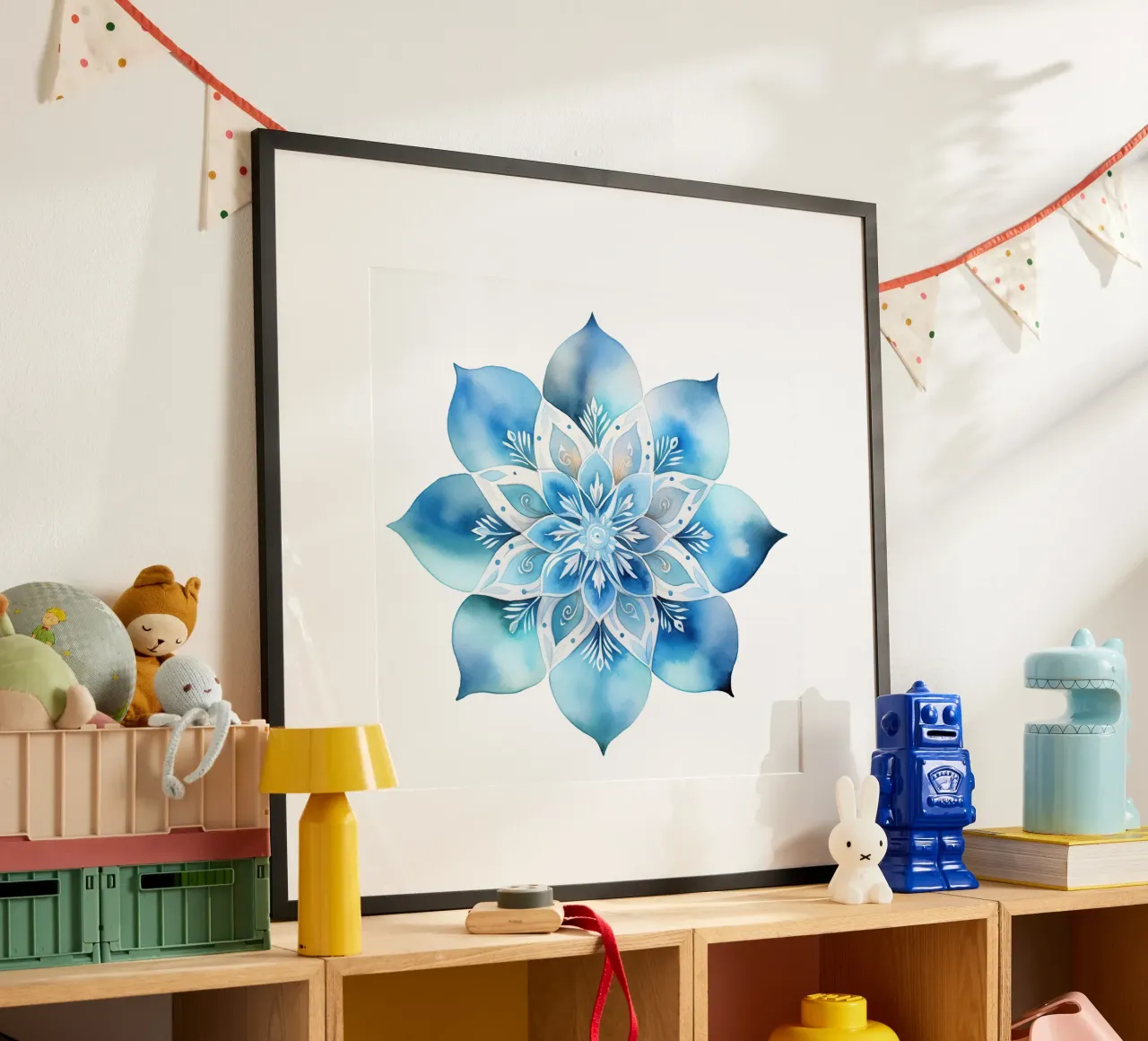 Mandala smerigliato ad acquerello poster con telaio in alluminio da Spiritual Touch