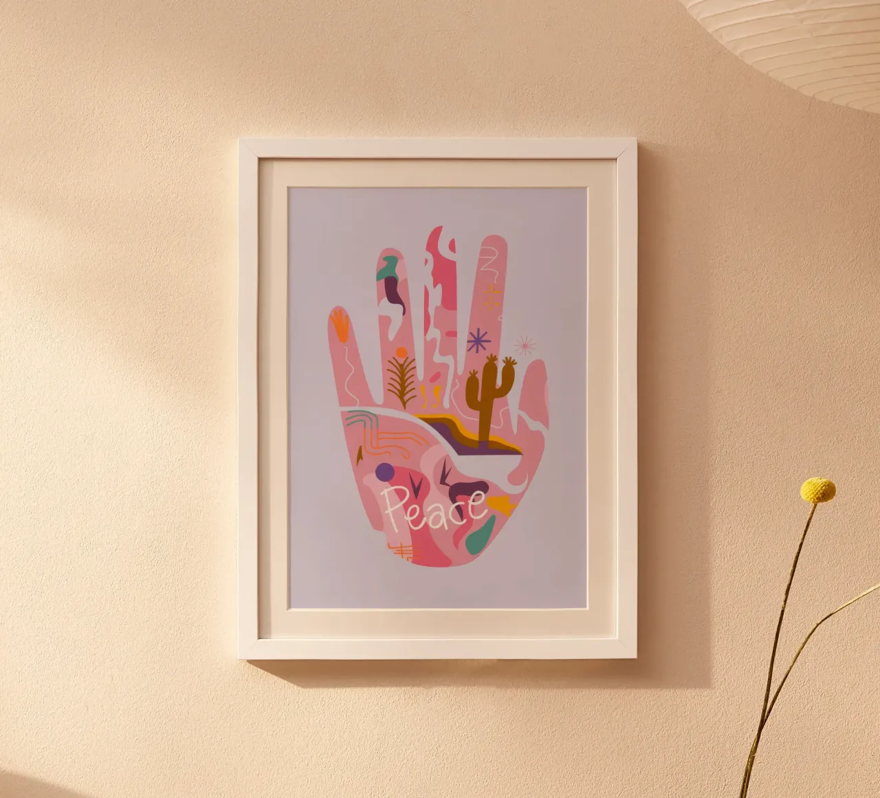 Simboli di mani pacifiche poster con telaio in alluminio da Demar Galleria