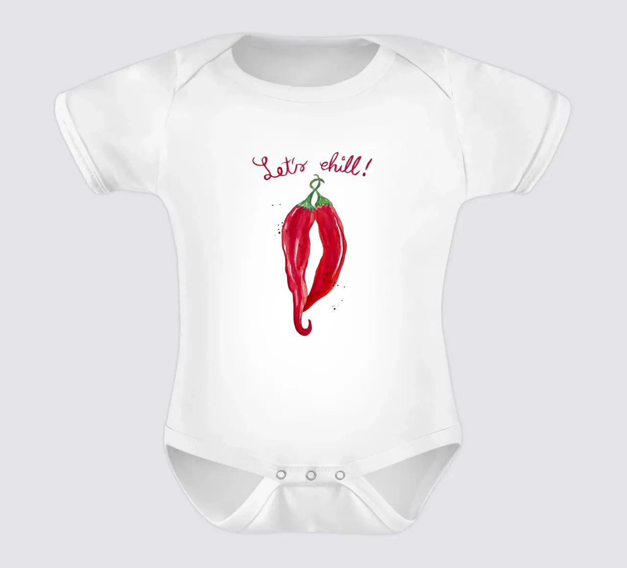 Chilling Chilies short-sleeve baby romper by Illustration Raissa Oltmanns