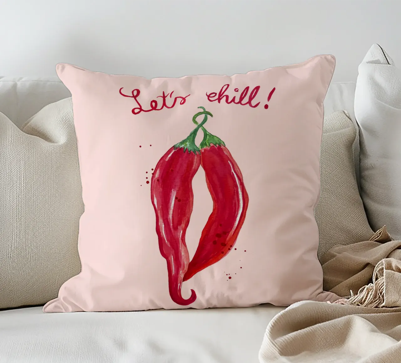 Chilling Chilies decorative cushion by Illustration Raissa Oltmanns