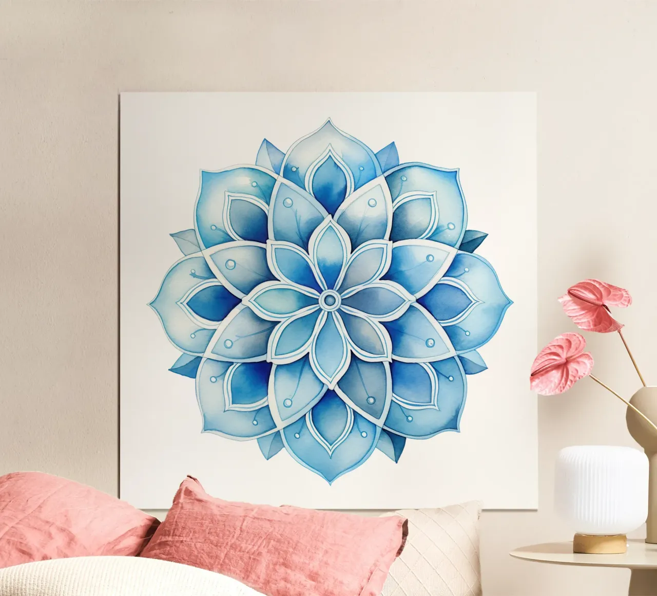 Mandala smerigliato ad acquerello poster con telaio in alluminio da Spiritual Touch
