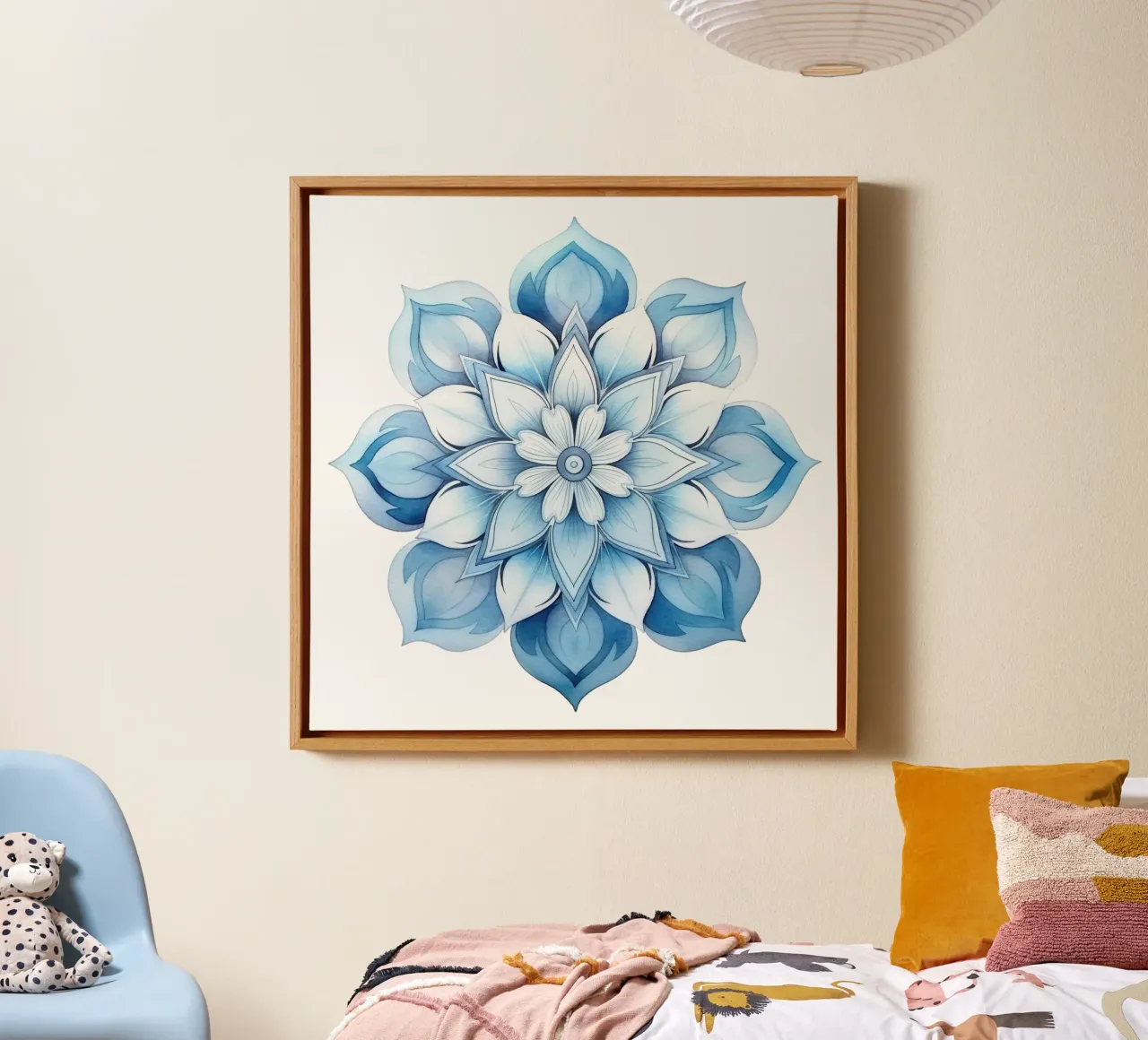 Mandala smerigliato ad acquerello tela con Cornice a cassetta da Spiritual Touch