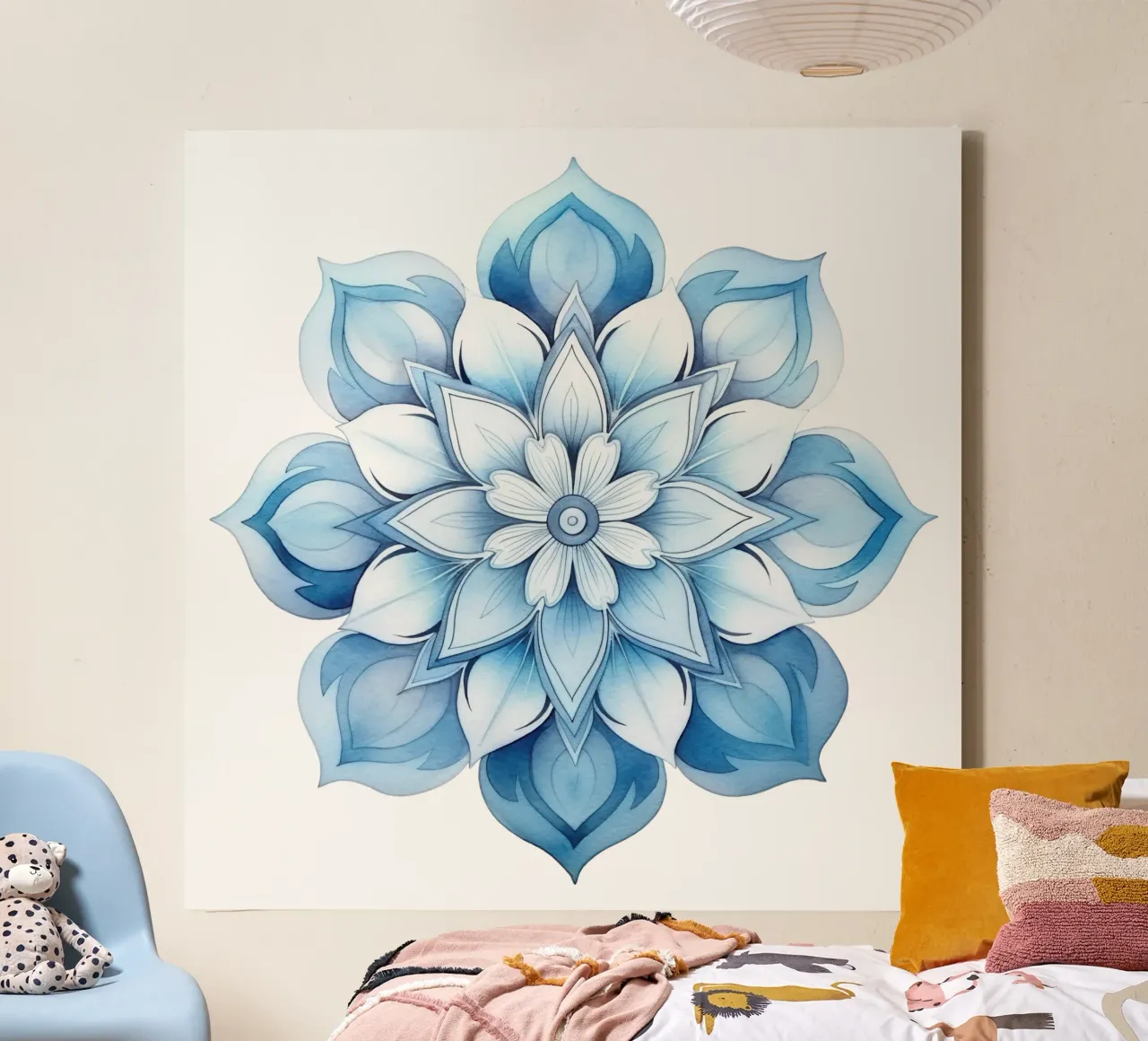 Mandala smerigliato ad acquerello tela con Cornice a cassetta da Spiritual Touch