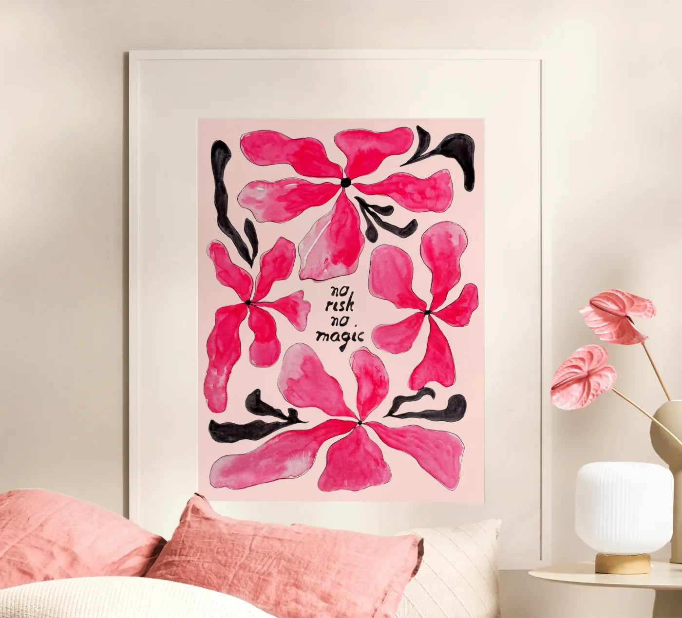 Pink Magic Flowers poster da Illustration Raissa Oltmanns