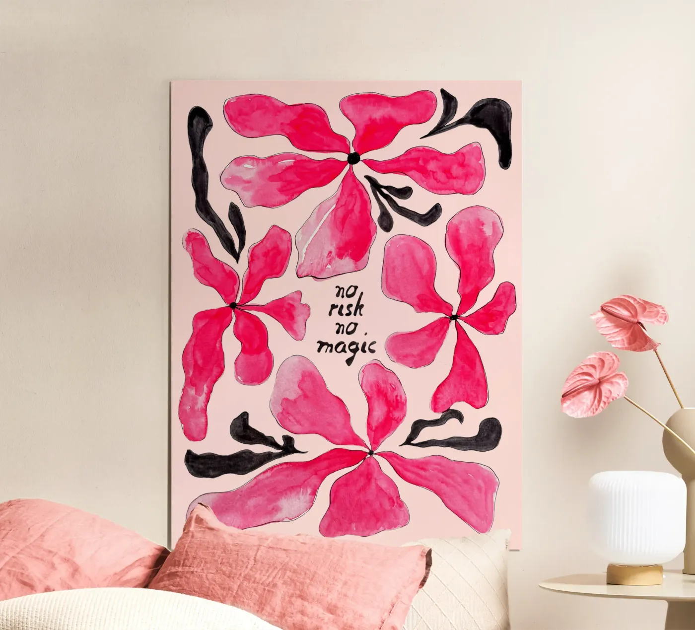 Pink Magic Flowers poster da Illustration Raissa Oltmanns