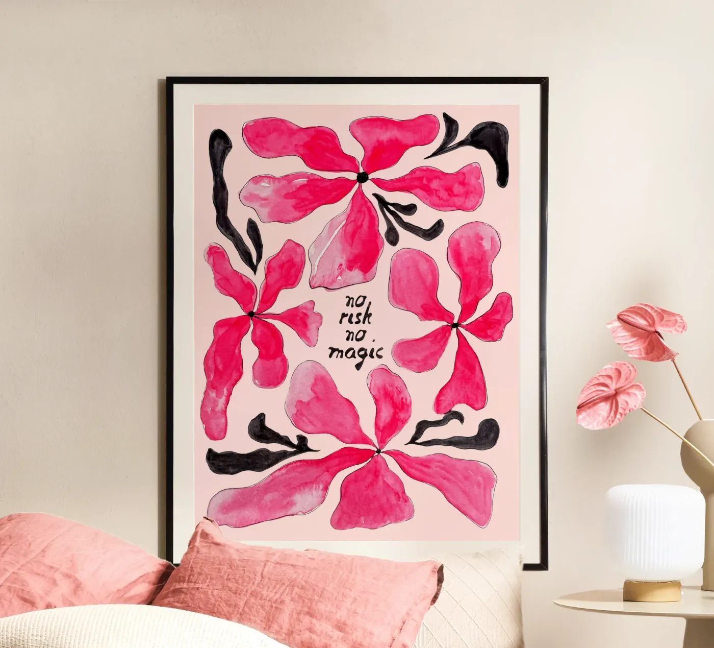 Pink Magic Flowers poster da Illustration Raissa Oltmanns