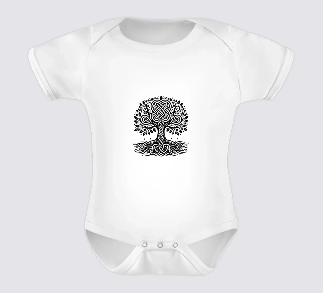 Albero della vita in bianco e nero body neonato maniche corte da Spiritual Touch