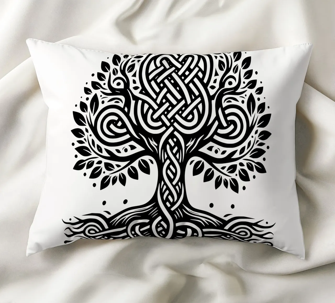 Albero della vita in bianco e nero cuscino da Spiritual Touch