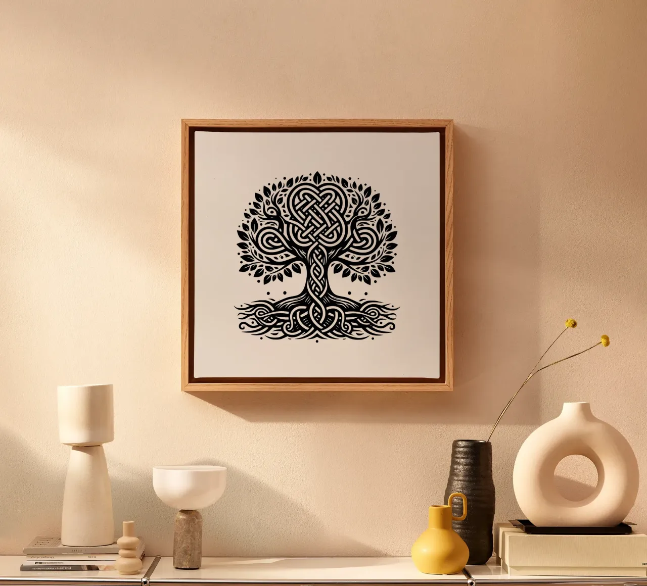 Albero della vita in bianco e nero tela con Cornice a cassetta da Spiritual Touch