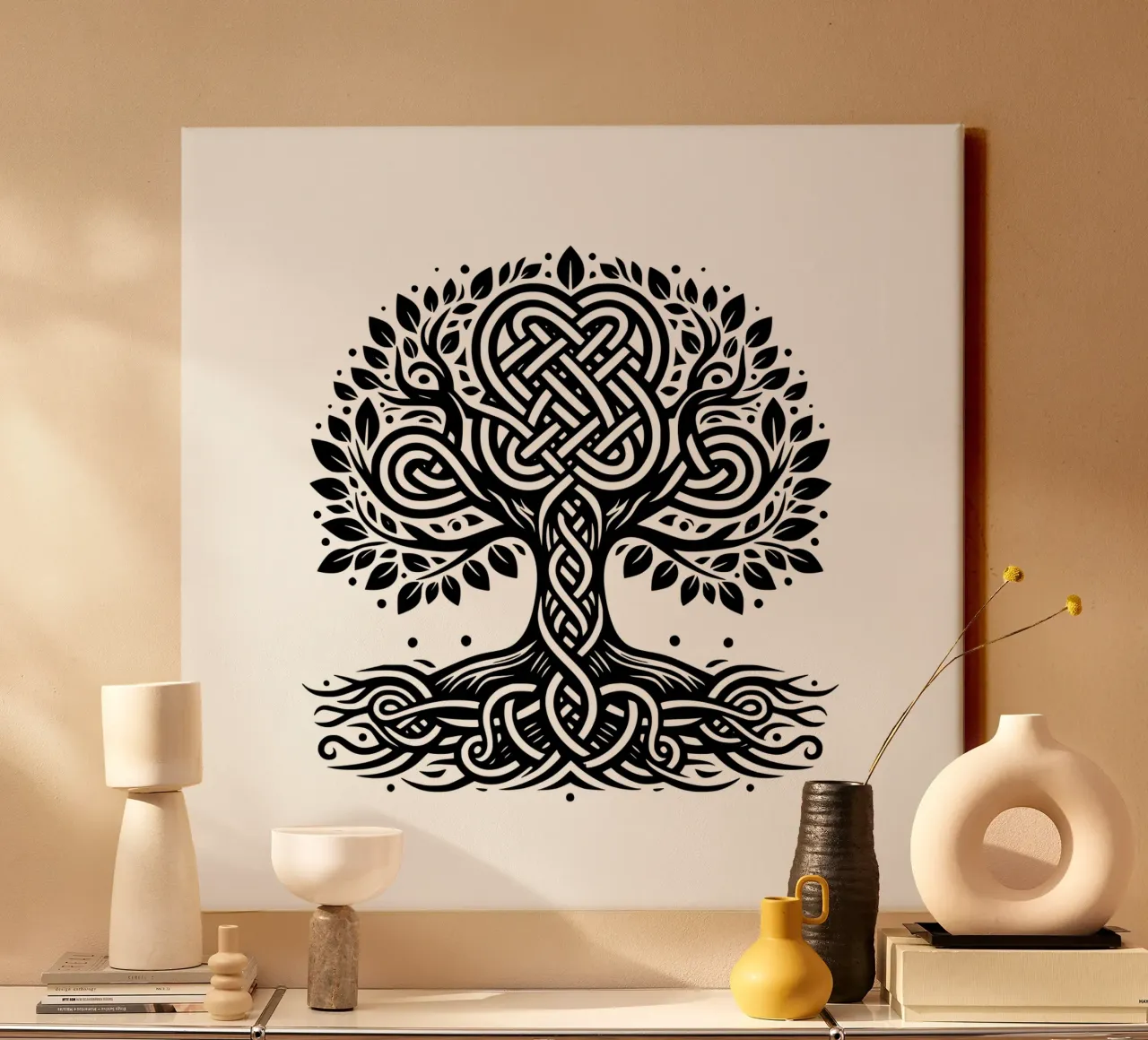 Albero della vita in bianco e nero tela con Cornice a cassetta da Spiritual Touch