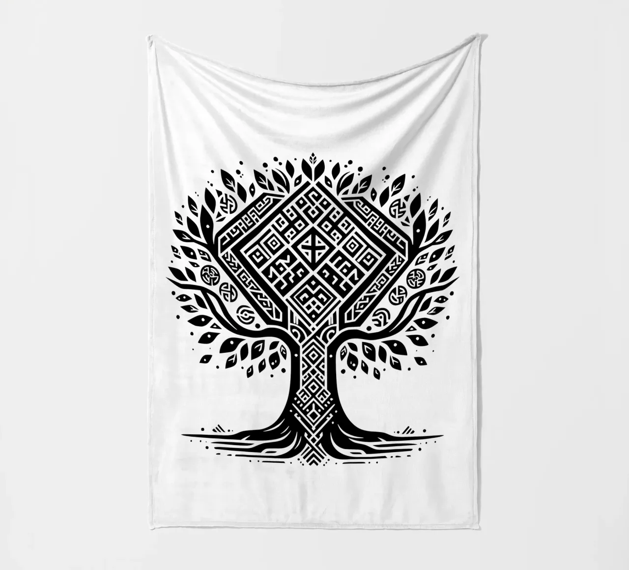 Albero della vita in bianco e nero coperta in pile da Spiritual Touch