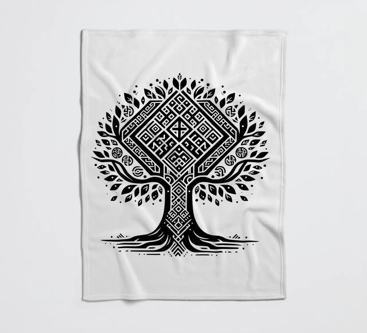 Albero della vita in bianco e nero coperta in pile da Spiritual Touch