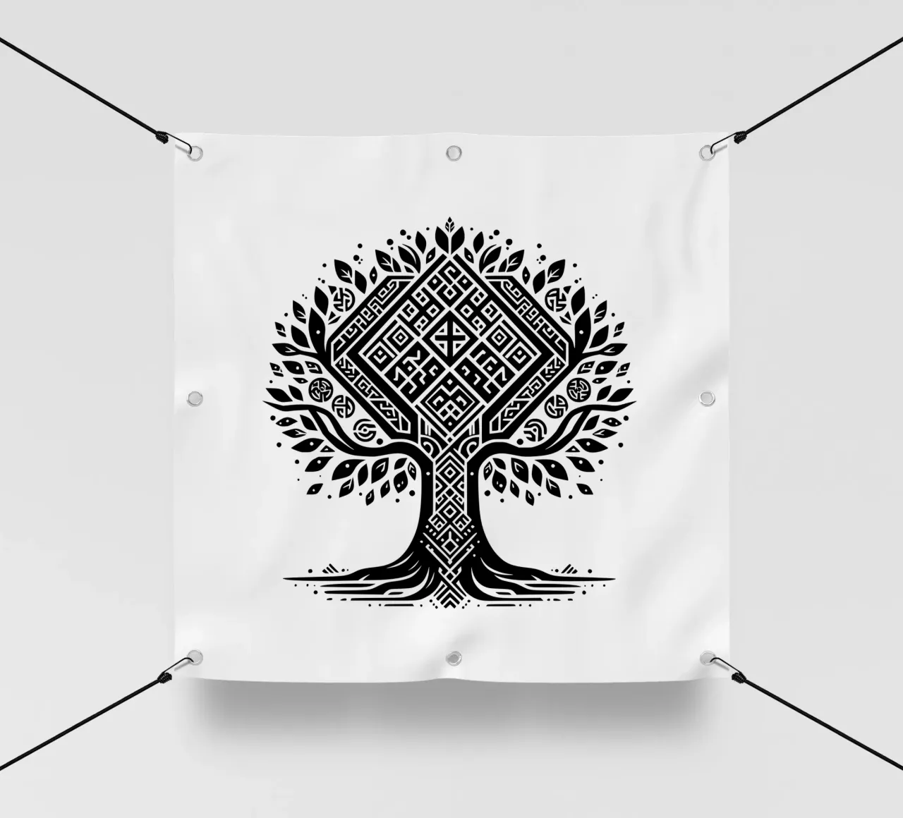 Albero della vita in bianco e nero telo in pvc da Spiritual Touch