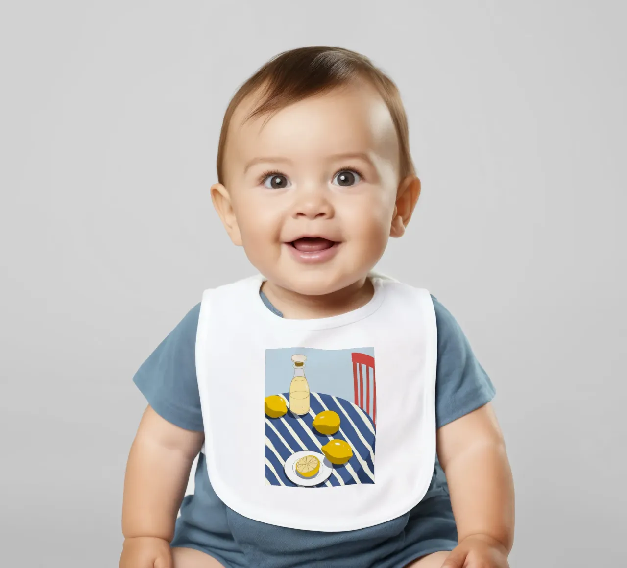 Lemonade on Table baby bib by Demar Galleria