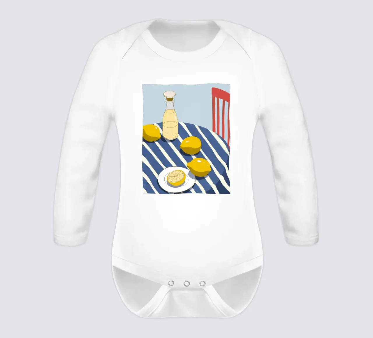 Lemonade on Table long-sleeve baby romper by Demar Galleria
