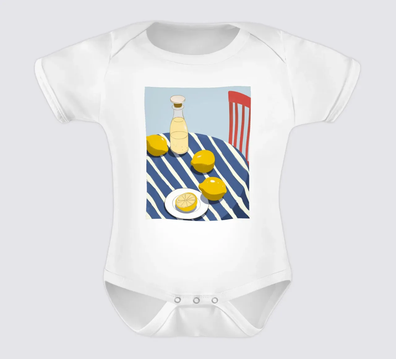 Lemonade on Table short-sleeve baby romper by Demar Galleria