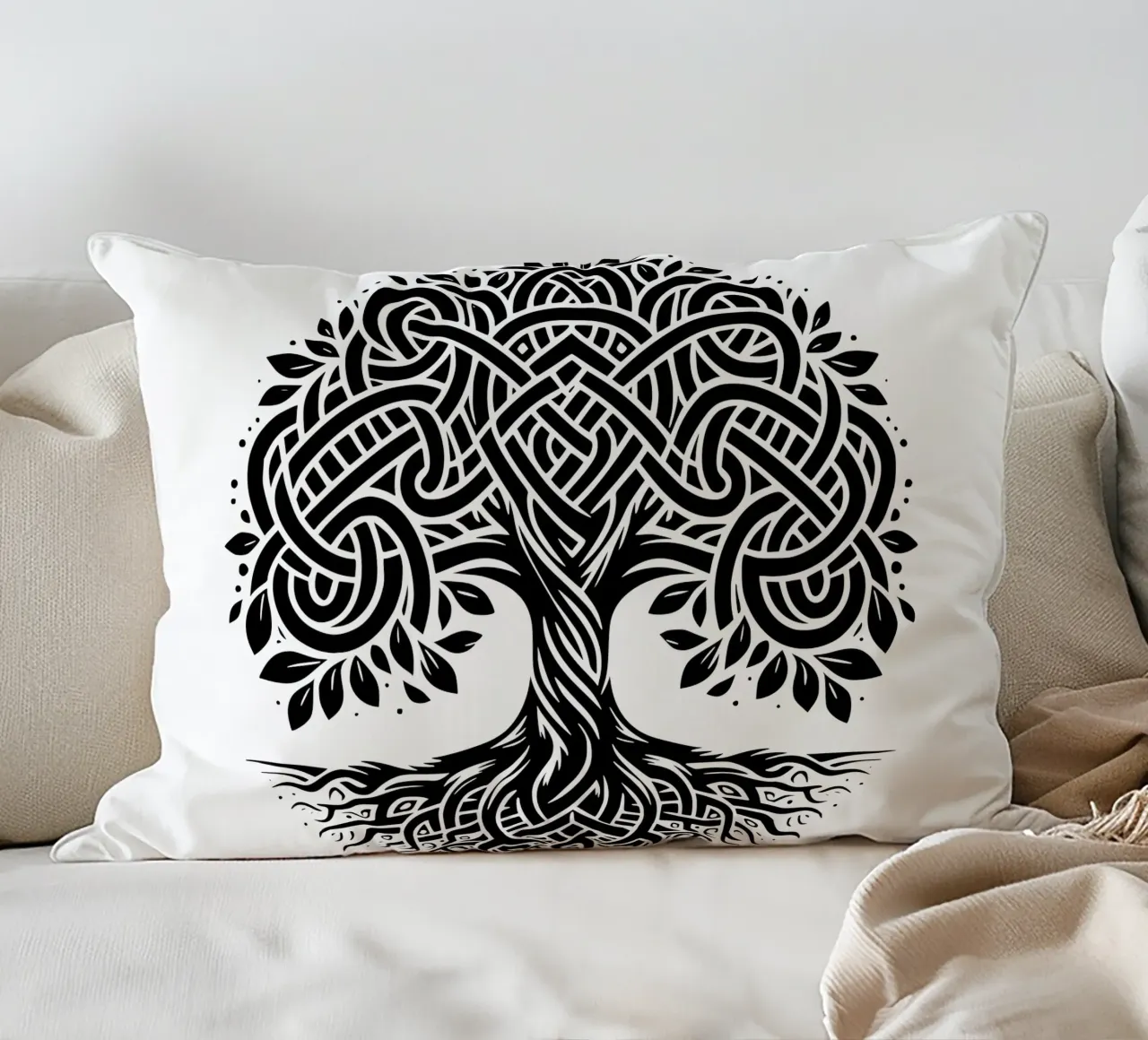 Albero della vita in bianco e nero cuscino da Spiritual Touch