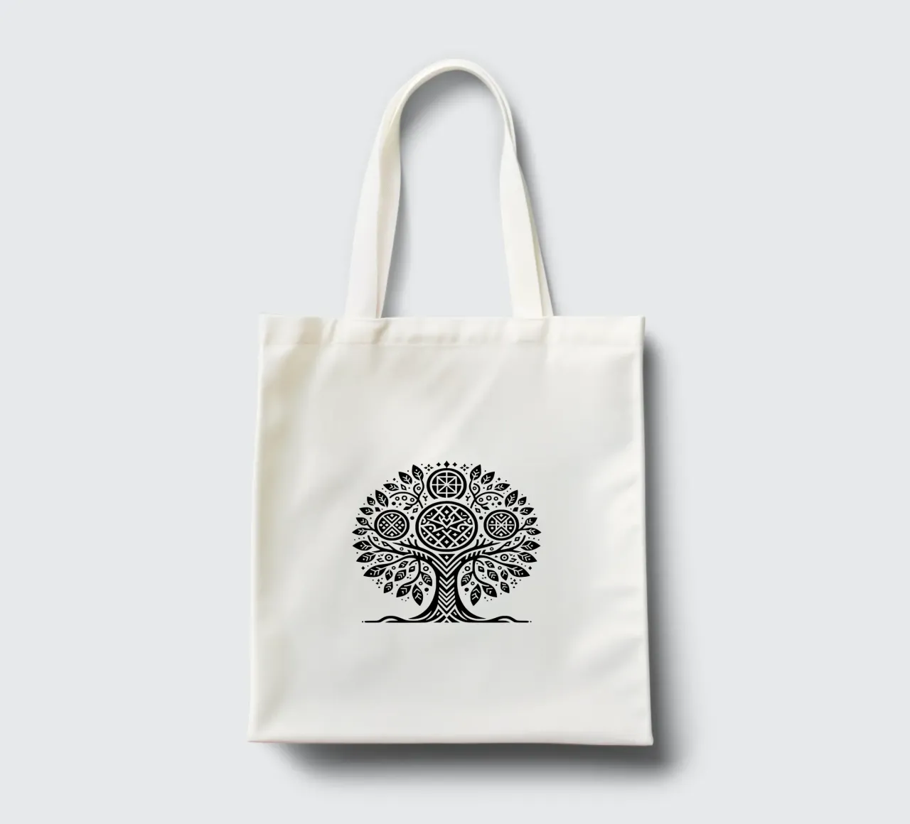 Albero della vita in bianco e nero borsa in juta da Spiritual Touch