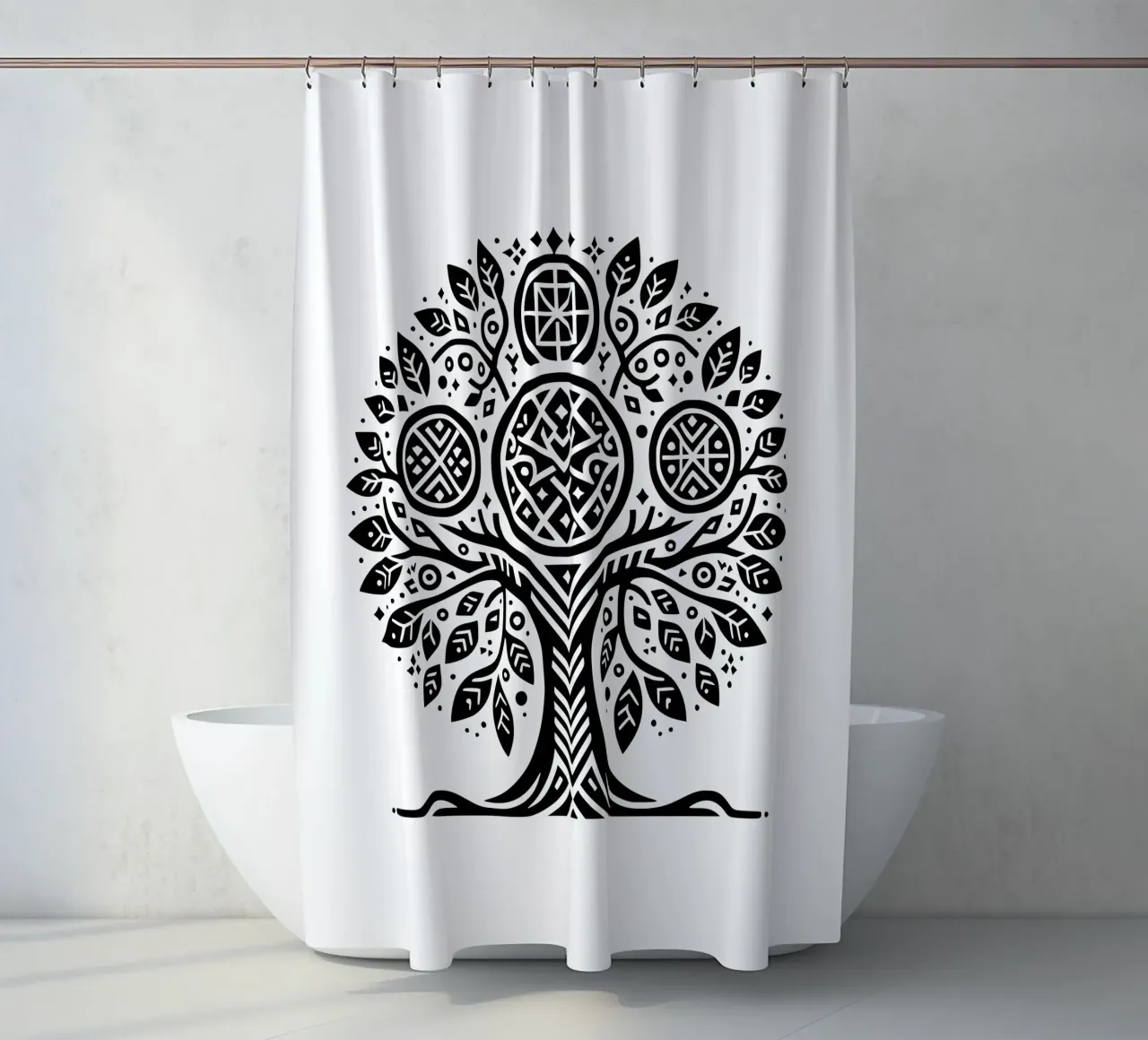 Albero della vita in bianco e nero tenda da doccia da Spiritual Touch