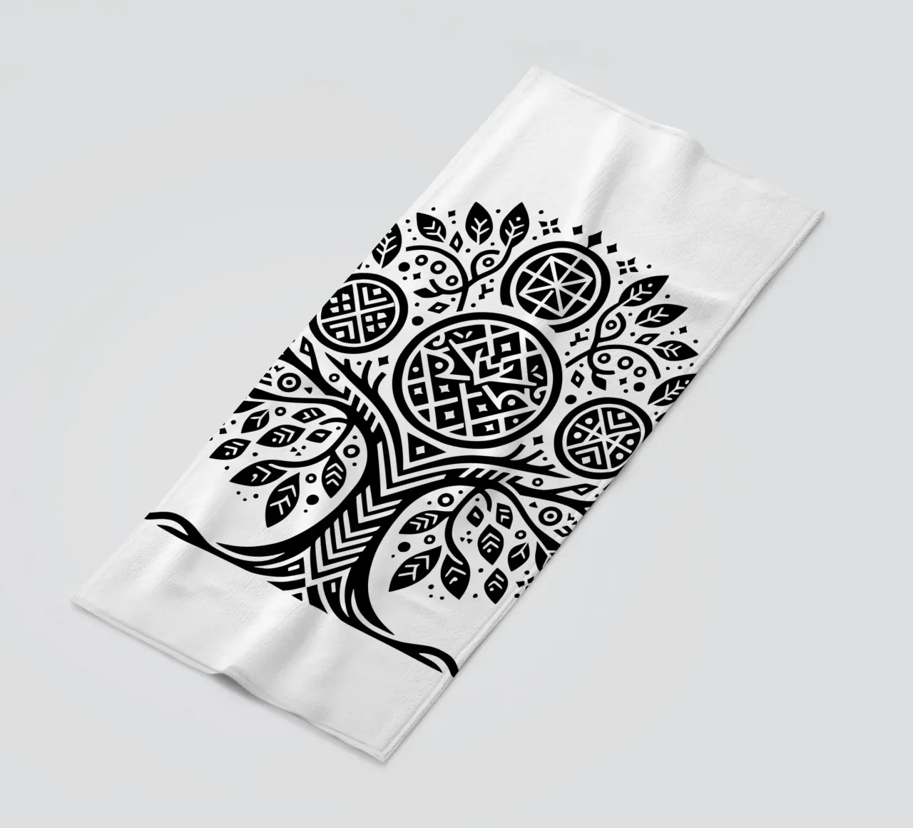 Albero della vita in bianco e nero telo mare da Spiritual Touch