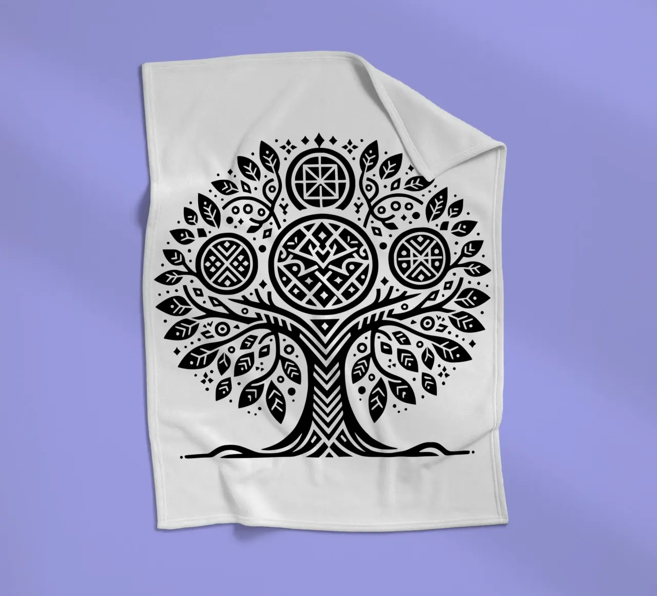 Albero della vita in bianco e nero coperta in pile da Spiritual Touch